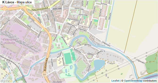 K Lávce - mapa ulice