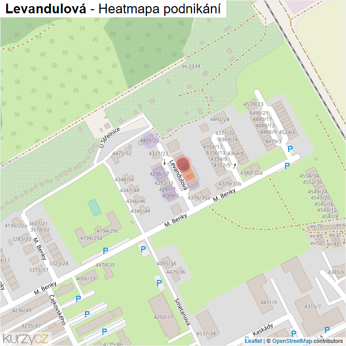 Mapa Levandulová - Firmy v ulici.