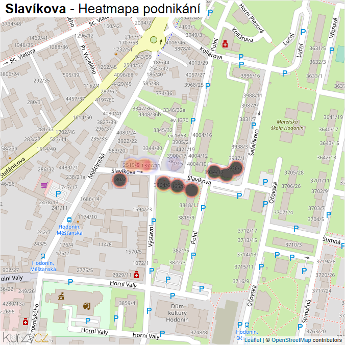 Mapa Slavíkova - Firmy v ulici.