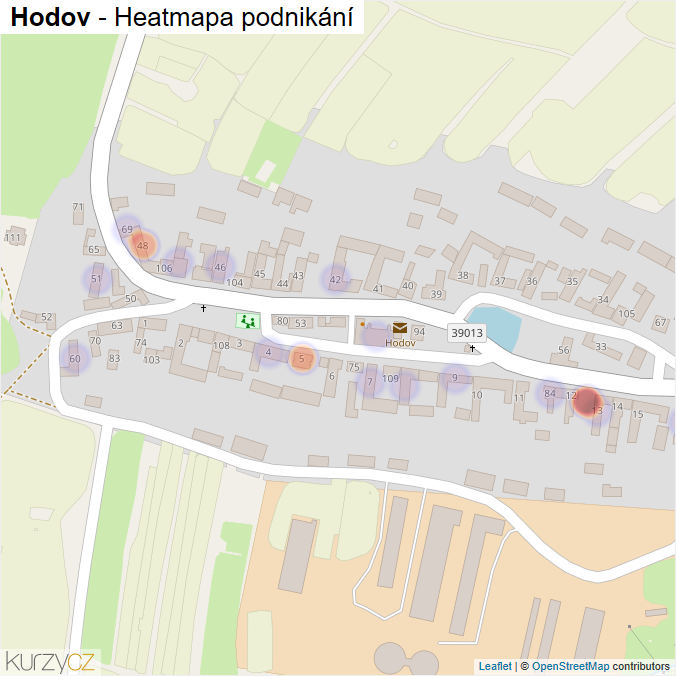 Mapa Hodov - Firmy v části obce.