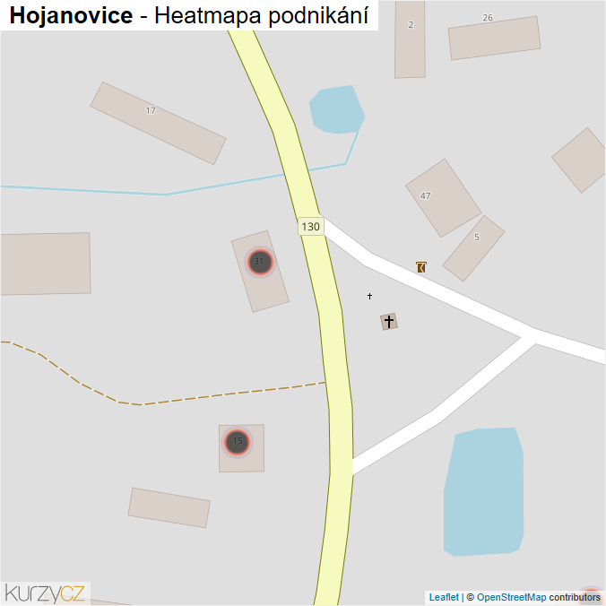 Mapa Hojanovice - Firmy v obci.