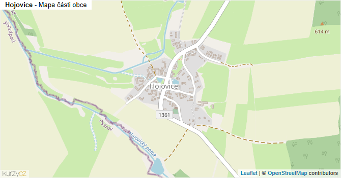 Hojovice - mapa části obce