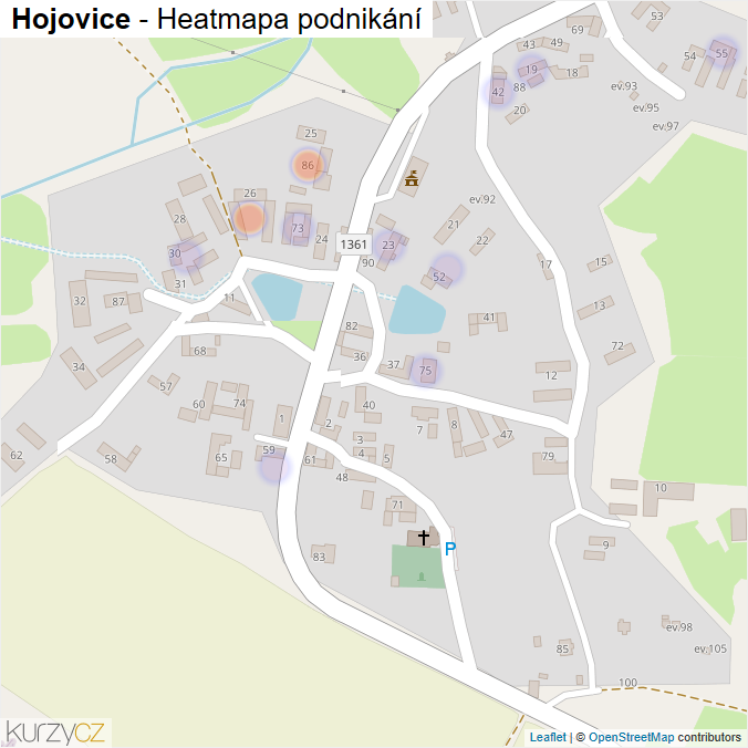 Mapa Hojovice - Firmy v části obce.