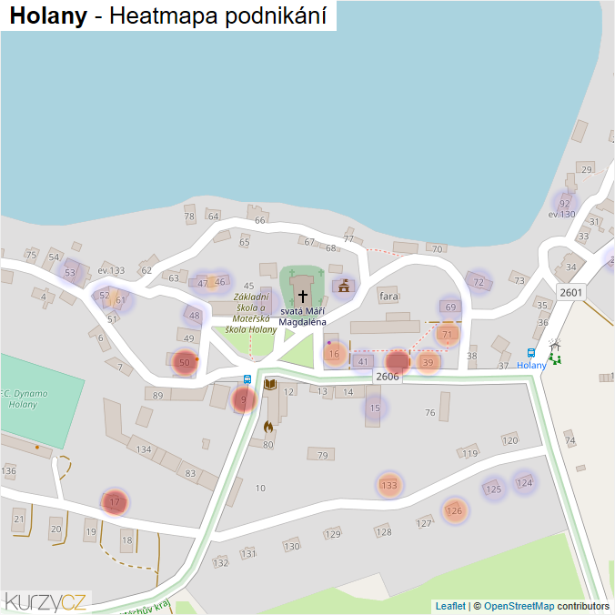 Mapa Holany - Firmy v části obce.