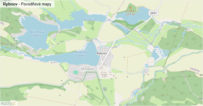 Rybnov - záplavové mapy stoleté vody
