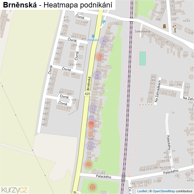 Mapa Brněnská - Firmy v ulici.
