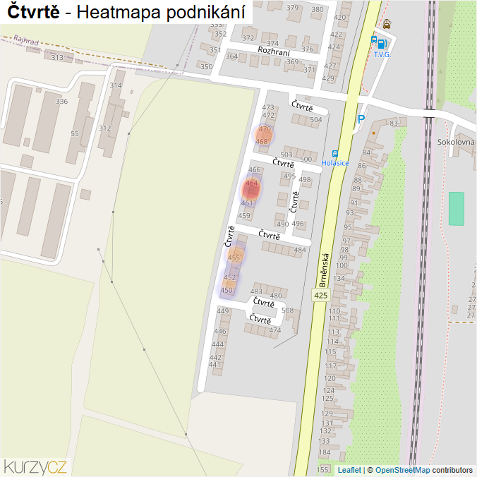 Mapa Čtvrtě - Firmy v ulici.