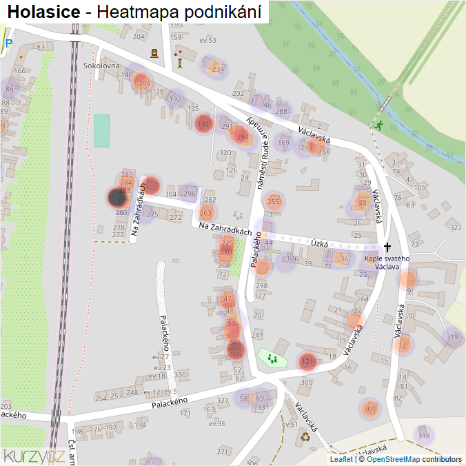 Mapa Holasice - Firmy v části obce.