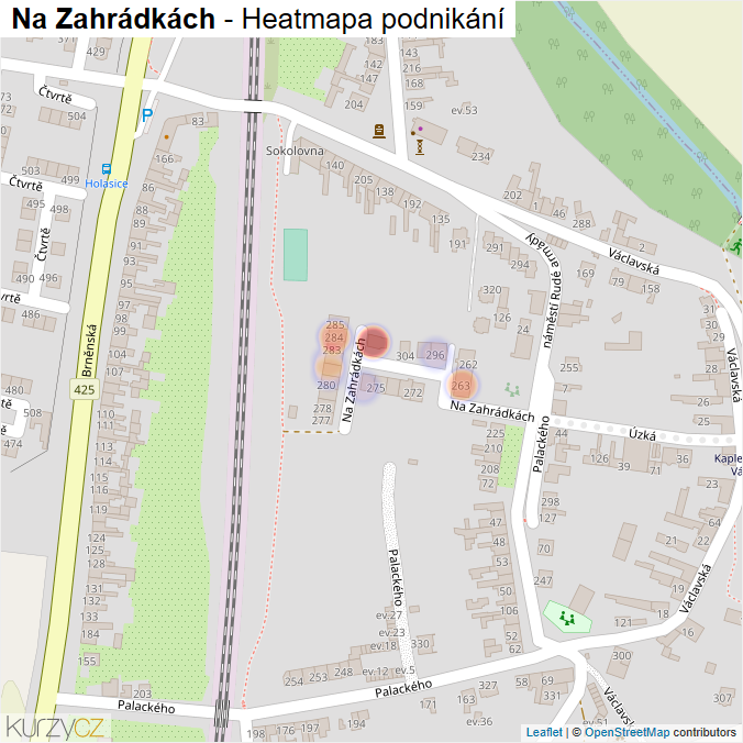 Mapa Na Zahrádkách - Firmy v ulici.
