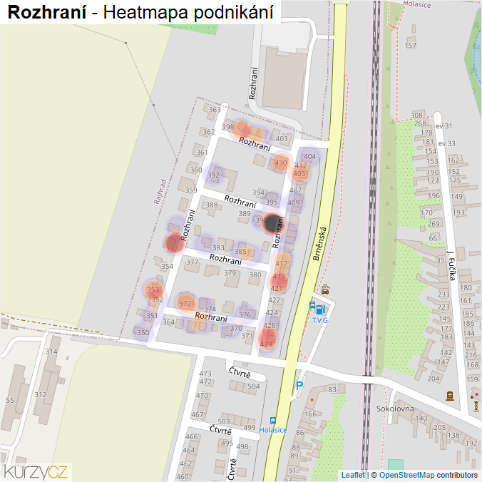 Mapa Rozhraní - Firmy v ulici.