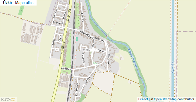 Úzká - mapa ulice