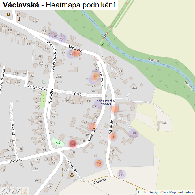 Mapa Václavská - Firmy v ulici.
