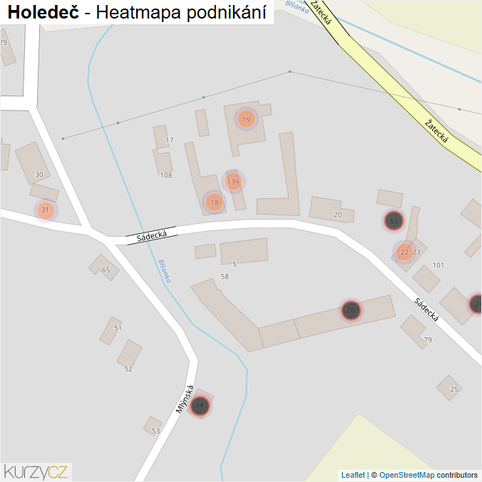 Mapa Holedeč - Firmy v obci.
