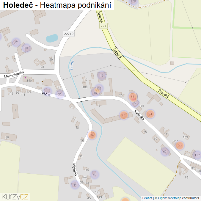 Mapa Holedeč - Firmy v části obce.