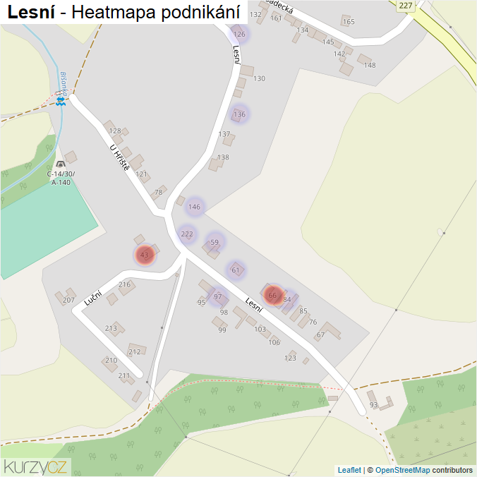 Mapa Lesní - Firmy v ulici.