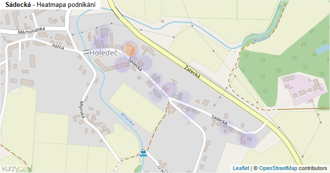 Sádecká - mapa podnikání