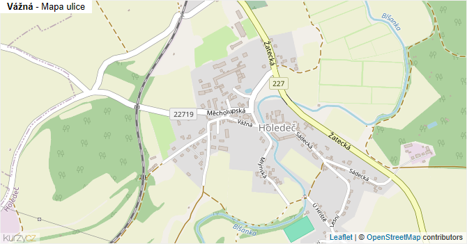 Vážná - mapa ulice