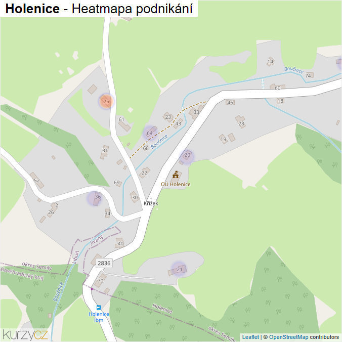 Mapa Holenice - Firmy v části obce.