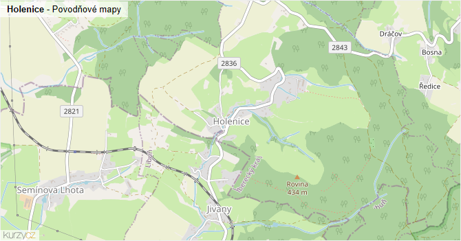 Holenice - záplavové mapy stoleté vody