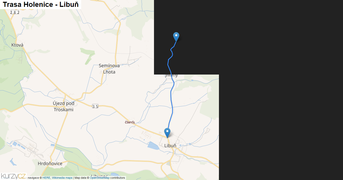Holenice-Libuň, mapa trasy