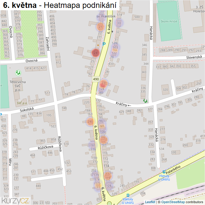 Mapa 6. května - Firmy v ulici.