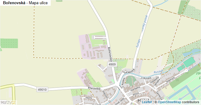 Bořenovská - mapa ulice