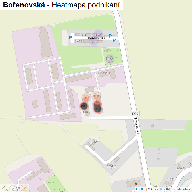 Mapa Bořenovská - Firmy v ulici.