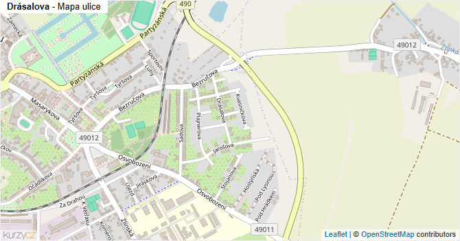 Drásalova - mapa ulice