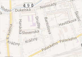 Družby v obci Holešov - mapa ulice