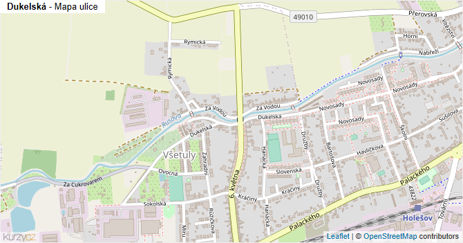 Dukelská - mapa ulice