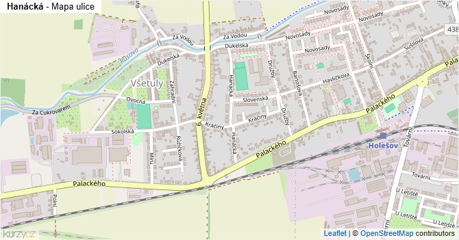 Hanácká - mapa ulice