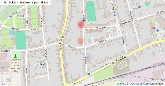 Hanácká - mapa podnikání