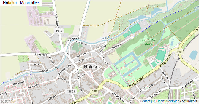 Holajka - mapa ulice