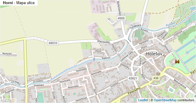 Horní - mapa ulice