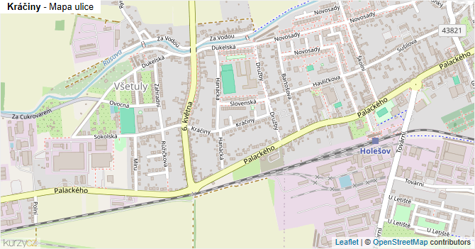 Kráčiny - mapa ulice