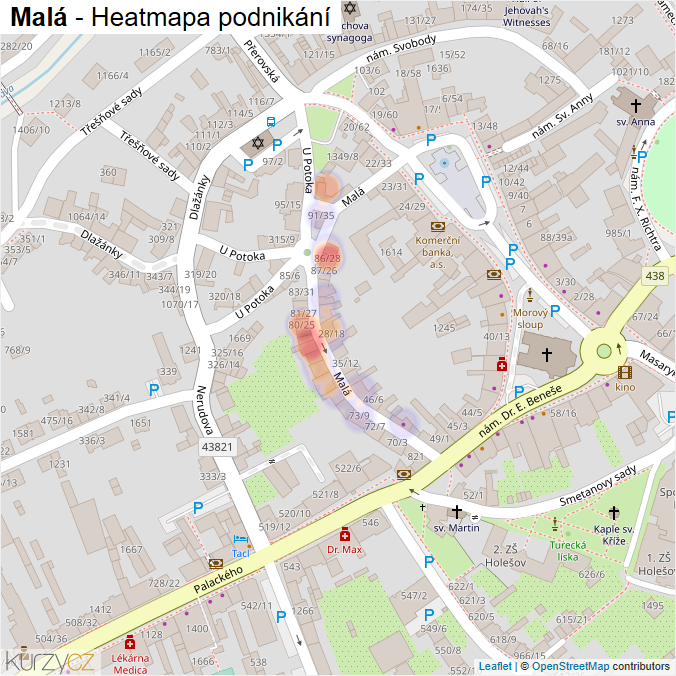 Mapa Malá - Firmy v ulici.