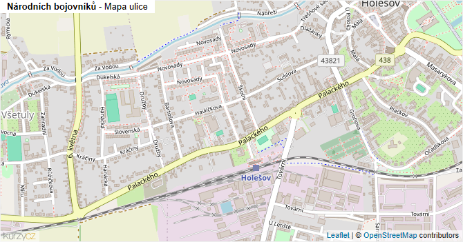Národních bojovníků - mapa ulice