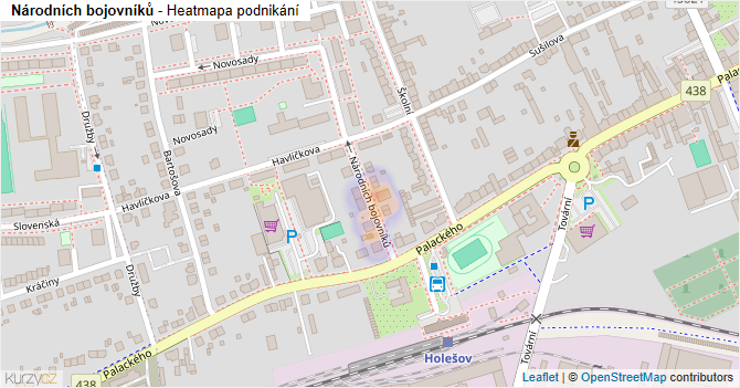 Národních bojovníků - mapa podnikání