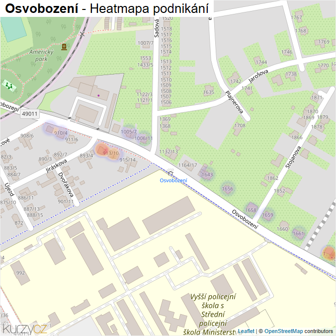 Mapa Osvobození - Firmy v ulici.