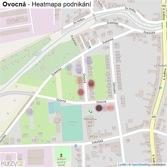 Mapa Ovocná - Firmy v ulici.