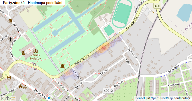 Partyzánská - mapa podnikání