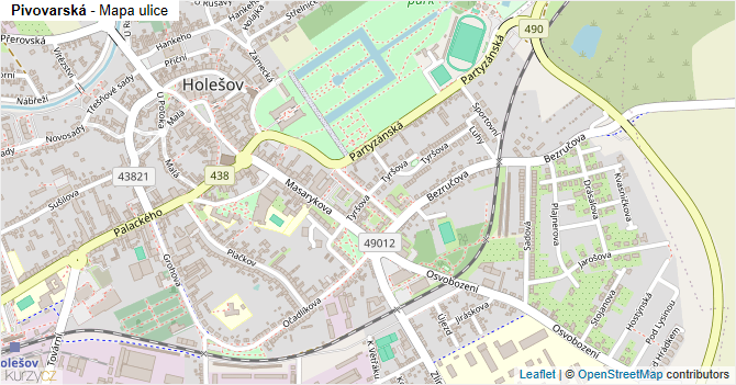 Pivovarská - mapa ulice