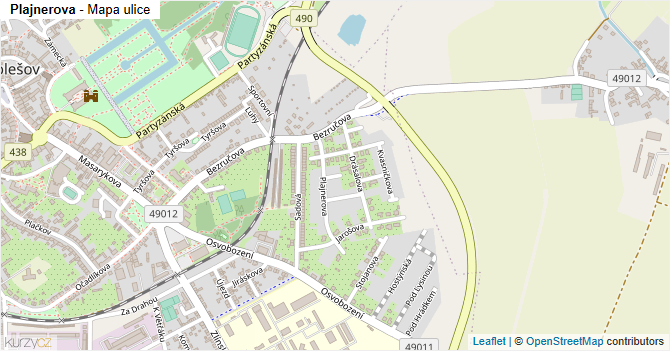 Plajnerova - mapa ulice
