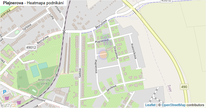 Plajnerova - mapa podnikání