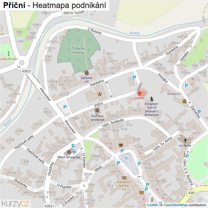 Mapa Příční - Firmy v ulici.
