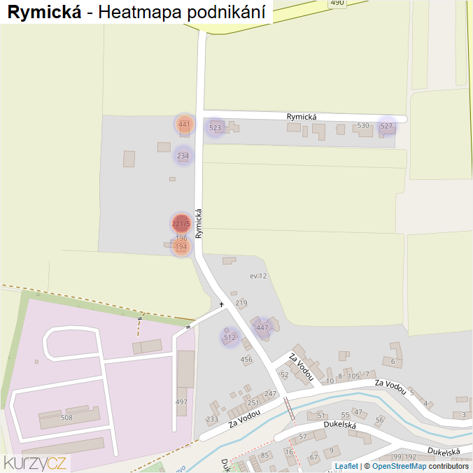 Mapa Rymická - Firmy v ulici.