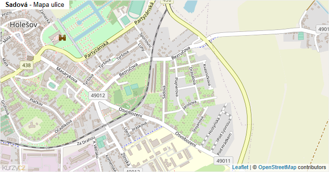 Sadová - mapa ulice