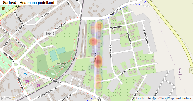 Sadová - mapa podnikání