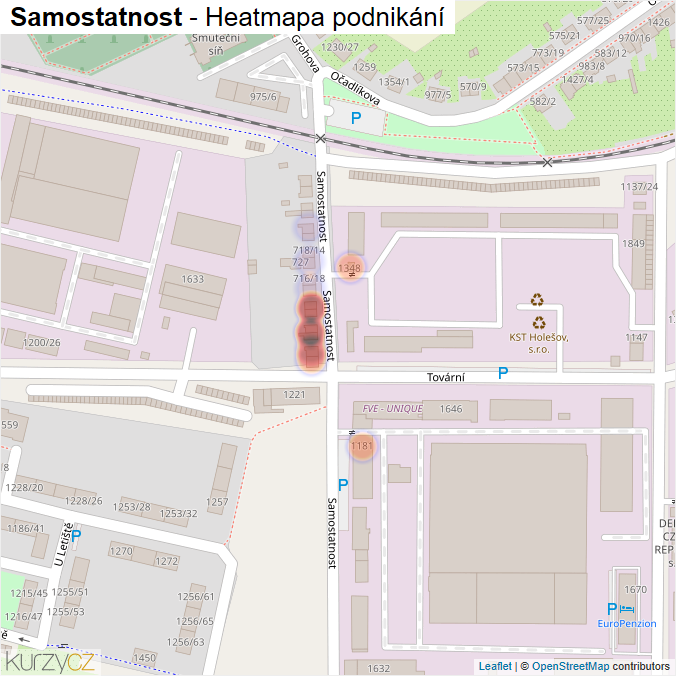 Mapa Samostatnost - Firmy v ulici.