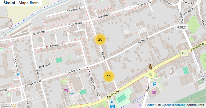 Školní - mapa firem